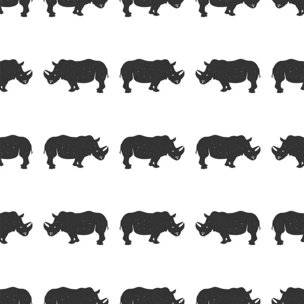 코뿔소의 가시없음 코뿔소의 패턴은 배경에 분리되어 모노크롬 빈티지 핸드그리기 디자인 — 스톡 벡터