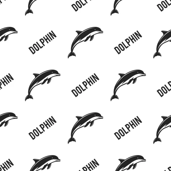 Δελφίνι Χωρίς Ραφή Τυπογραφικό Σήμα Ταπετσαρία Άγριων Ζώων Σχέδιο Διανύσματος — Διανυσματικό Αρχείο