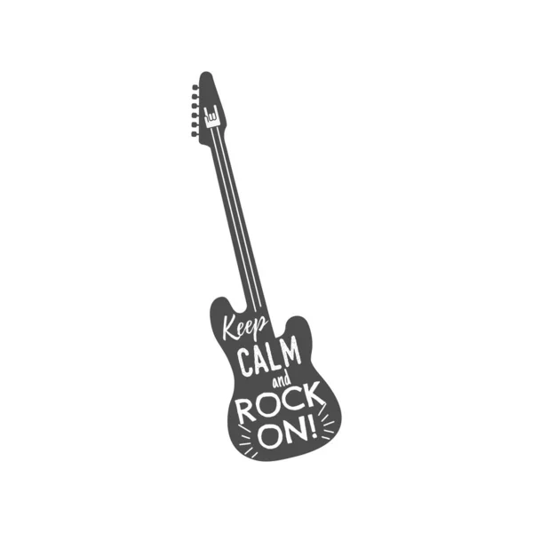 Emblème Guitare Rock Avec Texte Intérieur Calme Rock Design Monochrome — Image vectorielle