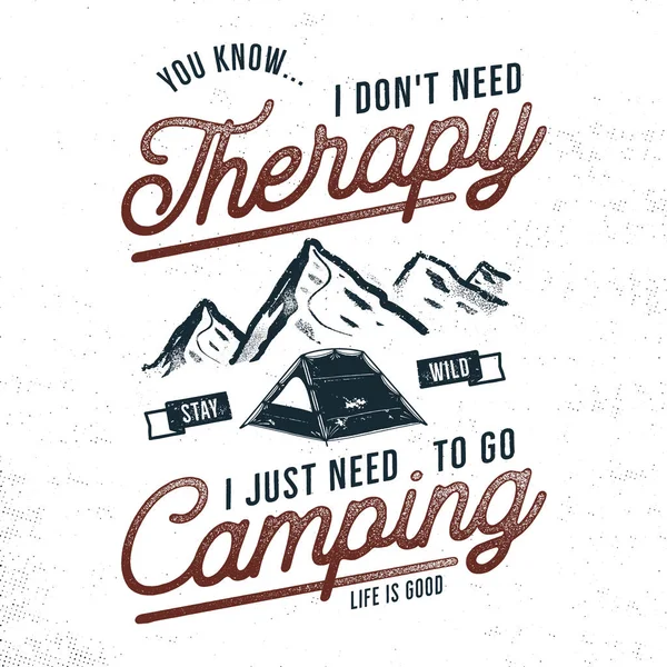 Vintage Handgezeichnetes Camping Shirt Design Fernweh Thematische Abschlaggrafik Typografie Plakat — Stockvektor