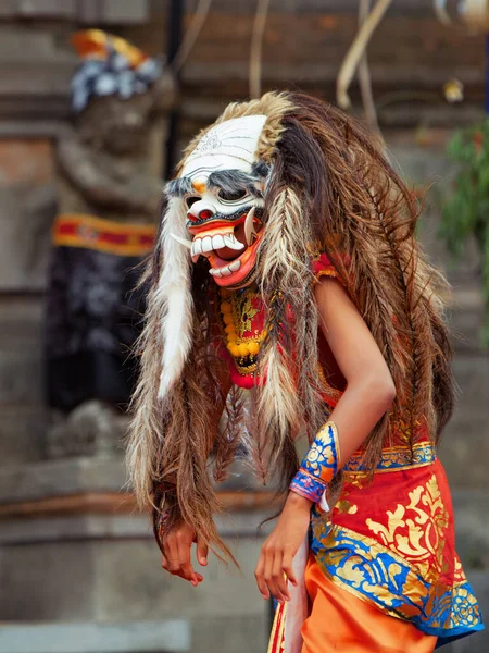 Dancer Demon Rangda Traditional Mask Evil Spirit Bali Isalnd Temple — Stock Photo, Image