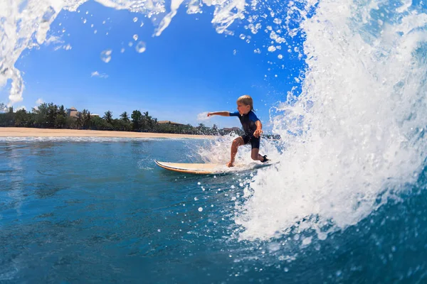 Ευτυχισμένο Αγόρι Surf Νεαρός Σέρφερ Μαθαίνουν Οδηγούν Ιστιοσανίδα Διασκέδαση Στα — Φωτογραφία Αρχείου