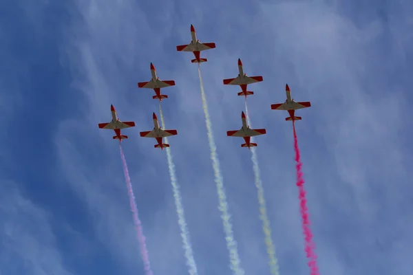 Madrid Espagne Octobre 2020 Vol Formation Patrulla Aguila Dessus Ciel — Photo