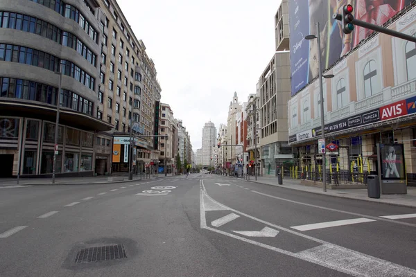 Madrid Spain May 2020 Covid Leaves Streets Madrid Empty Only — Stock Photo, Image