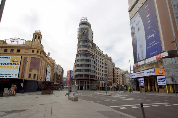 Madrid Spain May 2020 Covid Leaves Streets Madrid Empty Only — Stock Photo, Image