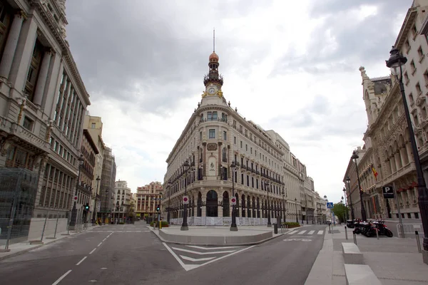 Madrid Španělsko Května 202020 Covid Ponechává Ulice Madridu Prázdné Pouze — Stock fotografie