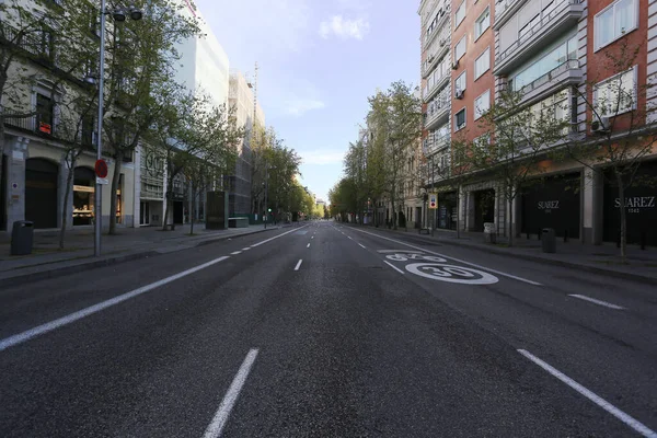 Madrid Spanien Maj 2020Den Covid Lämnar Gatorna Madrid Tom Endast — Stockfoto