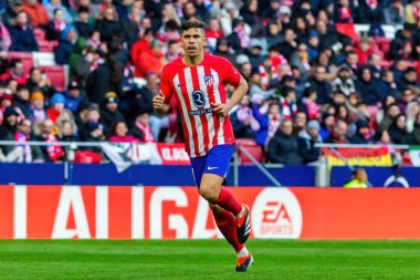 Madrid, İspanya - 3 Mart 2024: Atletico de Madrid ile Real Betis arasındaki lig maçı. Atletico de Madrid oyuncuları. Profesyonel futbol.