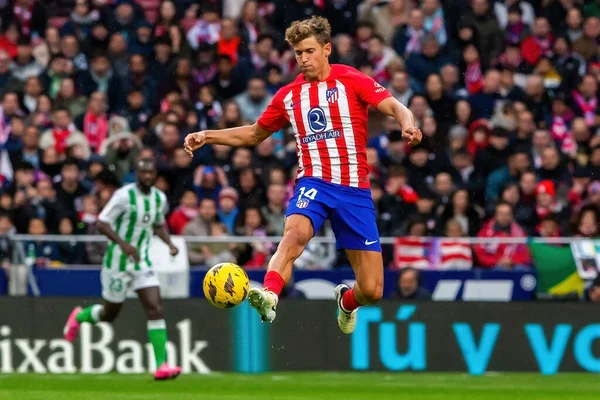 Madrid, İspanya - 3 Mart 2024: Atletico de Madrid ile Real Betis arasındaki lig maçı. Atletico de Madrid oyuncuları. Profesyonel futbol.