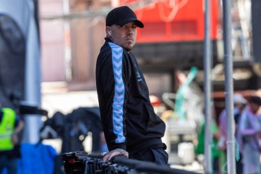 Madrid, İspanya - 21 Eylül 2025: Madrid 'de oynanan Rayo Vallecano ve Celta de Vigo ligi maçı. Celta oyuncuları. Rayo oyuncuları. EA Spor Ligi 2024, 2025. İspanyol futbolu.