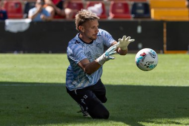 Madrid, İspanya - 21 Eylül 2025: Madrid 'de oynanan Rayo Vallecano ve Celta de Vigo ligi maçı. Celta oyuncuları. Rayo oyuncuları. EA Spor Ligi 2024, 2025. İspanyol futbolu.