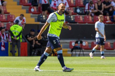 Madrid, İspanya - 21 Eylül 2025: Madrid 'de oynanan Rayo Vallecano ve Celta de Vigo ligi maçı. Celta oyuncuları. Rayo oyuncuları. EA Spor Ligi 2024, 2025. İspanyol futbolu.