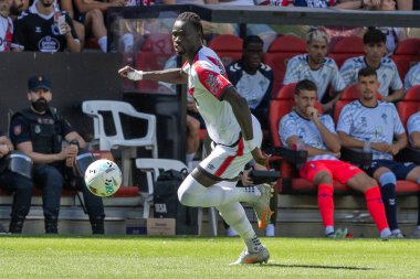 Madrid, İspanya - 21 Eylül 2025: Madrid 'de oynanan Rayo Vallecano ve Celta de Vigo ligi maçı. Celta oyuncuları. Rayo oyuncuları. EA Spor Ligi 2024, 2025. İspanyol futbolu.