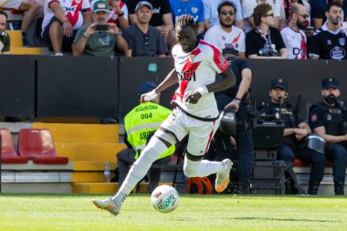 Madrid, İspanya - 21 Eylül 2025: Madrid 'de oynanan Rayo Vallecano ve Celta de Vigo ligi maçı. Celta oyuncuları. Rayo oyuncuları. EA Spor Ligi 2024, 2025. İspanyol futbolu.