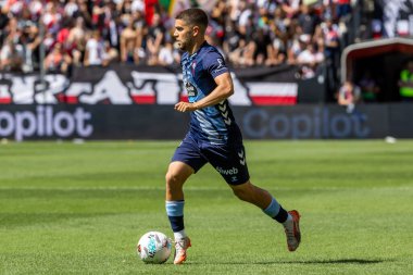 Madrid, İspanya - 21 Eylül 2025: Madrid 'de oynanan Rayo Vallecano ve Celta de Vigo ligi maçı. Celta oyuncuları. Rayo oyuncuları. EA Spor Ligi 2024, 2025. İspanyol futbolu.