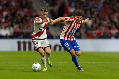 Madrid, İspanya - 24 Eylül 2025: Atletico Madrid ile Rayo Vallecano arasındaki La Liga maçı Madrid 'de oynandı. Atletico Madrid oyuncuları. EA Spor Ligi. Madrid Derbisi.
