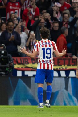 Madrid, İspanya - 24 Eylül 2025: Atletico Madrid ile Rayo Vallecano arasındaki La Liga maçı Madrid 'de oynandı. Atletico Madrid oyuncuları. EA Spor Ligi. Madrid Derbisi.