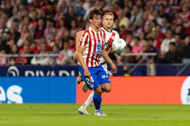 Madrid, İspanya - 24 Eylül 2025: Atletico Madrid ile Rayo Vallecano arasındaki La Liga maçı Madrid 'de oynandı. Atletico Madrid oyuncuları. EA Spor Ligi. Madrid Derbisi.