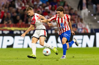 Madrid, İspanya - 24 Eylül 2025: Atletico Madrid ile Rayo Vallecano arasındaki La Liga maçı Madrid 'de oynandı. Atletico Madrid oyuncuları. EA Spor Ligi. Madrid Derbisi.