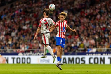 Madrid, İspanya - 24 Eylül 2025: Atletico Madrid ile Rayo Vallecano arasındaki La Liga maçı Madrid 'de oynandı. Atletico Madrid oyuncuları. EA Spor Ligi. Madrid Derbisi.