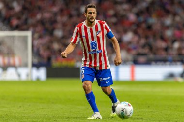 Madrid, İspanya - 24 Eylül 2025: Atletico Madrid ile Rayo Vallecano arasındaki La Liga maçı Madrid 'de oynandı. Atletico Madrid oyuncuları. EA Spor Ligi. Madrid Derbisi.