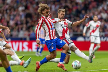 Madrid, İspanya - 24 Eylül 2025: Atletico Madrid ile Rayo Vallecano arasındaki La Liga maçı Madrid 'de oynandı. Atletico Madrid oyuncuları. EA Spor Ligi. Madrid Derbisi.