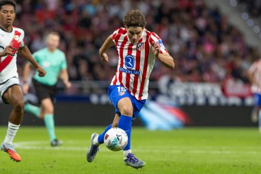 Madrid, İspanya - 24 Eylül 2025: Atletico Madrid ile Rayo Vallecano arasındaki La Liga maçı Madrid 'de oynandı. Atletico Madrid oyuncuları. EA Spor Ligi. Madrid Derbisi.