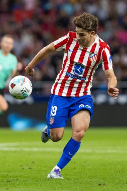 Madrid, İspanya - 24 Eylül 2025: Atletico Madrid ile Rayo Vallecano arasındaki La Liga maçı Madrid 'de oynandı. Atletico Madrid oyuncuları. EA Spor Ligi. Madrid Derbisi.