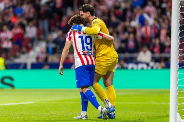 Madrid, İspanya - 24 Eylül 2025: Atletico Madrid ile Rayo Vallecano arasındaki La Liga maçı Madrid 'de oynandı. Atletico Madrid oyuncuları. EA Spor Ligi. Madrid Derbisi.