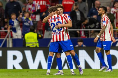 Madrid, İspanya - 24 Eylül 2025: Atletico Madrid ile Rayo Vallecano arasındaki La Liga maçı Madrid 'de oynandı. Atletico Madrid oyuncuları. EA Spor Ligi. Madrid Derbisi.