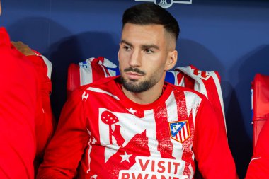 Madrid, İspanya - 24 Eylül 2025: Atletico Madrid ile Rayo Vallecano arasındaki La Liga maçı Madrid 'de oynandı. Atletico Madrid oyuncuları. EA Spor Ligi. Madrid Derbisi.