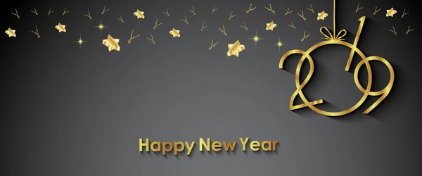 Davetiyeler Festival Afişleri Tebrik Kartları Için 2019 Mutlu Yeni Yıl — Stok Vektör