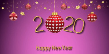 Sezonluk davetiyeleriniz, kapak, şenlikli posterler, tebrik kartlarınız için 2020 Happy New Year arka planı.