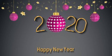 Sezonluk davetiyeleriniz, kapak, şenlikli posterler, tebrik kartlarınız için 2020 Happy New Year arka planı.