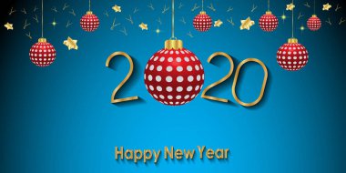 Sezonluk davetiyeleriniz, kapak, şenlikli posterler, tebrik kartlarınız için 2020 Happy New Year arka planı.
