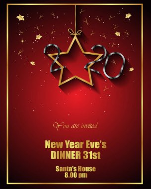 Sezonluk davetiyeleriniz, kapak, şenlikli posterler, tebrik kartlarınız için 2020 Happy New Year arka planı.