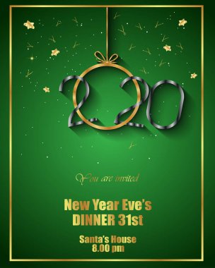 Sezonluk davetiyeleriniz, kapak, şenlikli posterler, tebrik kartlarınız için 2020 Happy New Year arka planı.