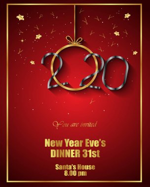 Sezonluk davetiyeleriniz, kapak, şenlikli posterler, tebrik kartlarınız için 2020 Happy New Year arka planı.