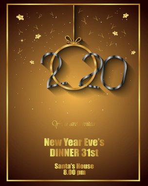 Sezonluk davetiyeleriniz, kapak, şenlikli posterler, tebrik kartlarınız için 2020 Happy New Year arka planı.