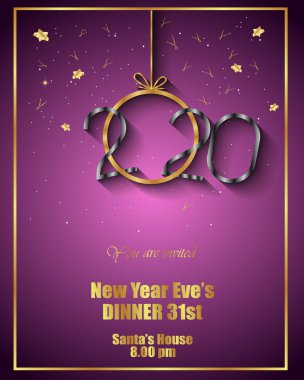 Sezonluk davetiyeleriniz, kapak, şenlikli posterler, tebrik kartlarınız için 2020 Happy New Year arka planı.