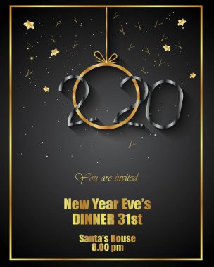 Sezonluk davetiyeleriniz, kapak, şenlikli posterler, tebrik kartlarınız için 2020 Happy New Year arka planı.