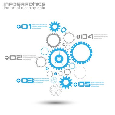 Dişli zincirli bilgi tasarım şablonu. Bilgi, sıralama ve istatistikleri görüntülemek için ideal.