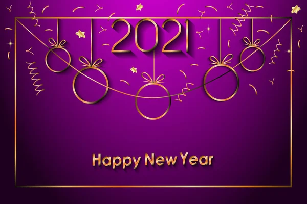 2021 Yeni Yıl Davetiyeleriniz Festival Posterleriniz Tebrik Kartlarınız Için Mutlu — Stok Vektör