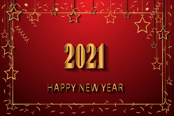 2021 Yeni Yıl Davetiyeleriniz Festival Posterleriniz Tebrik Kartlarınız Için Mutlu — Stok Vektör