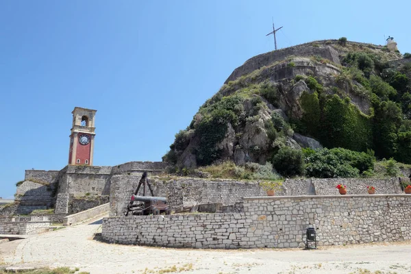 Iglesia Campanario San Jorge Antigua Fortaleza Ciudad Corfú Grecia — Foto de Stock