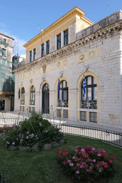 Gevel Van Het Stadhuis Van Corfu Stad Het Eiland Corfu — Stockfoto