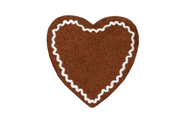 beyaz izole arka planda kopya alanı ile tekstil Gingerbread kalp şekli Sevgililer günü hediye.