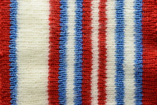 Kırmızı Beyaz Mavi Renkli Arka Plan Tam Kare Tekstil Örme — Stok fotoğraf
