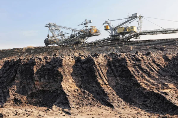 Mina Carvão Com Máquina Escavadora Indústria Mineira — Fotografia de Stock