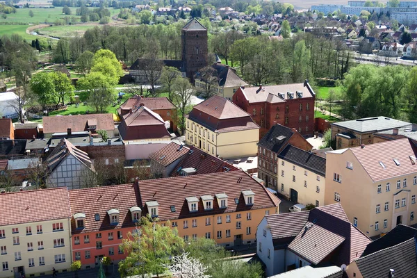 Paesaggio urbano della città Wittstock in Germania. Vista aerea sulla città — Foto Stock